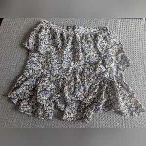 Nasty Gal Lavender Floral Ruffle Skater Skirt